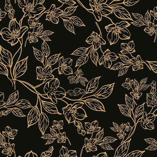 Ismoon Floral Peel and Stick Wallpaper Vintage Black and Gold Contact Paper by Ismoon