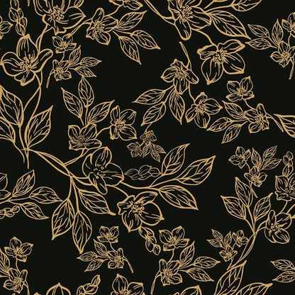 Ismoon Floral Peel and Stick Wallpaper Vintage Black and Gold Contact Paper by Ismoon