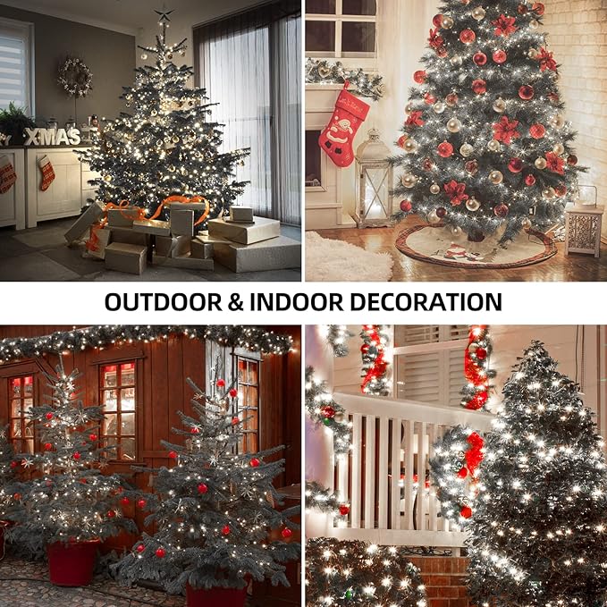 1000 LED 328ft 8 Modes with Timer Christmas String Lights IP55 Outdoor Waterproof UL Certificated Indoor Fairy Lights Garden Patio Wedding Christma Trees Parties Decoration White Light