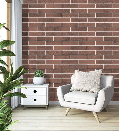 100 Vintage Brown/Red Faux Brick Wall Tiles, 3D Thin Brick Veneers - Image 7