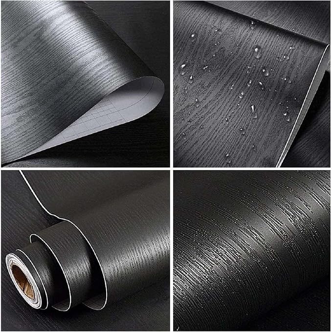 practicalWs Black Wood Wallpaper 35.4 in x 118 in Peel and Stick Wallpaper - Image 6