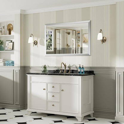 48x30 Inch Brushed Silver Bathroom Mirror - Image 4