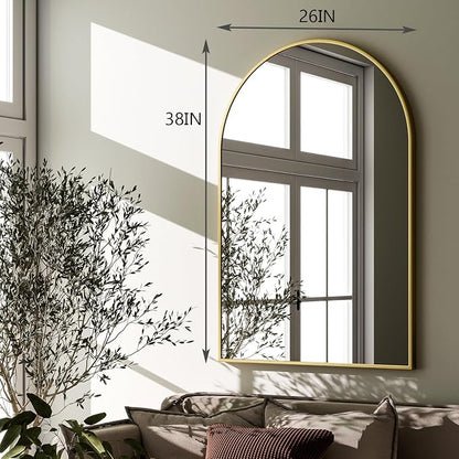 HARRITPURE Arched Wall Mirror – 26"x38" Arch Bathroom Mirror Metal Frame Vanity - Image 6