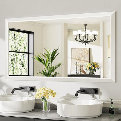55x30 Inch White Bathroom Mirror by Briivuemodernmirrors