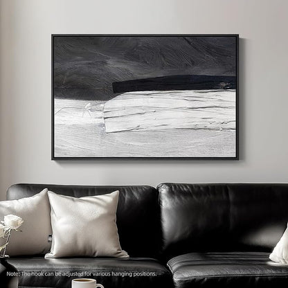 Framed Black and White Abstract Canvas Wall Art, Modern Art Prints Paintings - Image 5