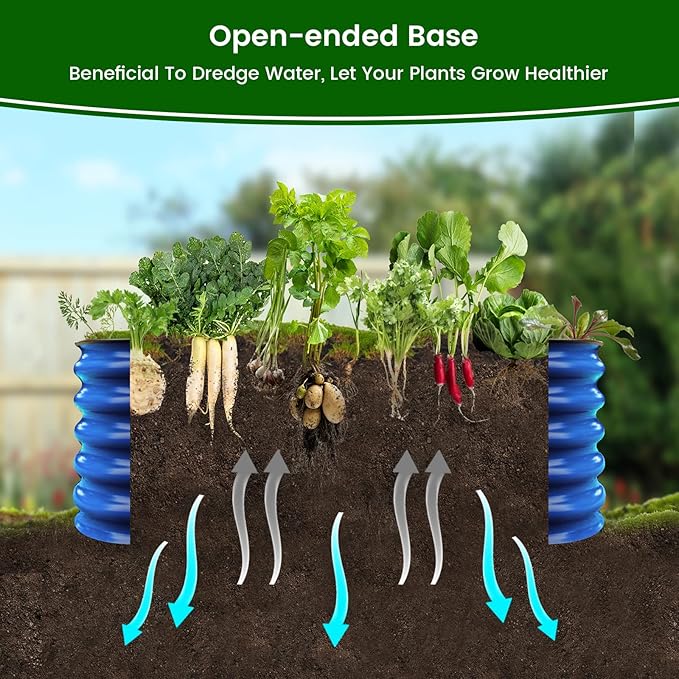 17" Tall, 42" Round Blue Raised Garden Bed Kit, Galvanized Metal Raised Garden Beds Outdoor for Vegetables Flowers,3.5 * 3.5 * 1.4Ft,Cobalt Blue