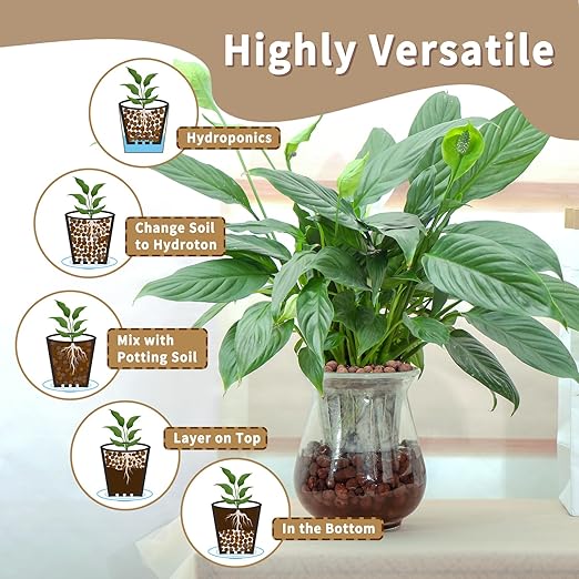 2.2LB Leca Clay Pebbles for Plants, Expanded Leca Balls for Indoor Plants, Orchid Potting Mix, Soil Amendment, Drainage, Easy Reusability, 4-16mm