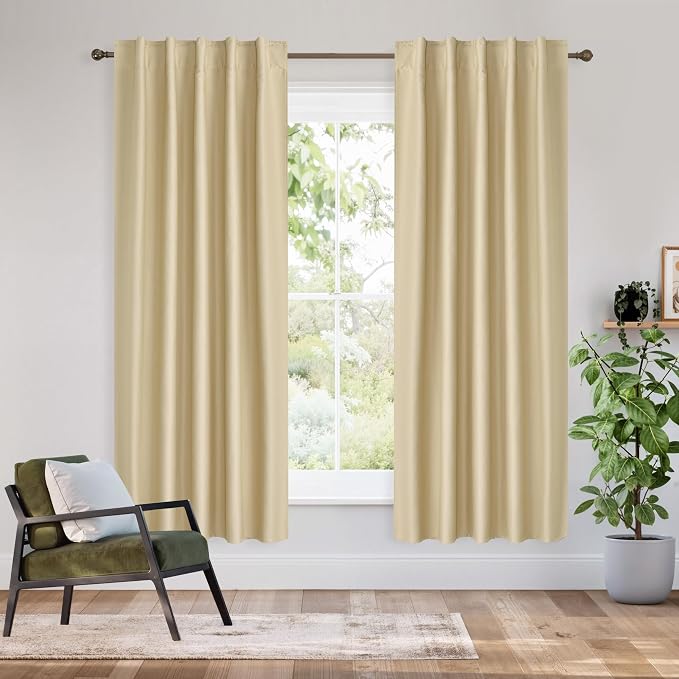 RYB HOME Bedroom Blackout Curtains 72 inches Long, 100% Blackout Thermal by RYBHOME