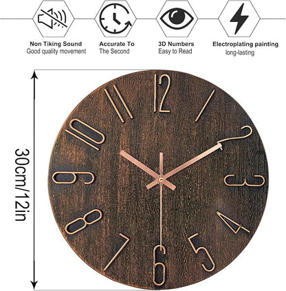 AIRUIFU Wall Clock 12 Inch Non-Ticking Silent Battery Operated Round Wall Clock - Image 2