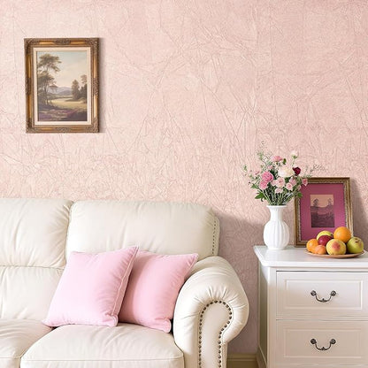 17.7x317 Pink Wallpaper Peel and Stick Felt Fabric Wallpaper Textured Velvet - Image 6