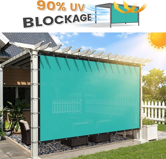 VICLLAX Shade Fabric Sun Shade Cloth with Every 2 FT Grommets for Patio Garden Pergola Cover Canopy 9x16 FT, Turquoise