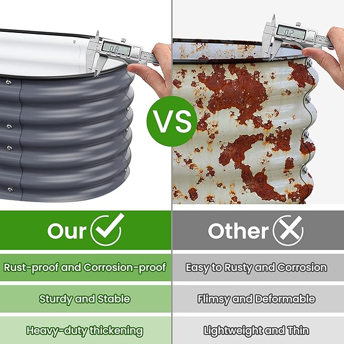 Raised Garden Bed 5x2x1.4 Ft Planter Box for Outdoor - Zinc-Aluminum-Magnesium Stainless Steel Durable Metal Garden Beds Kit for Vegetables, Flowers, Herbs and Succulents, Deep Grey