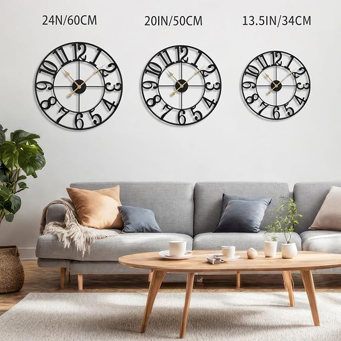 LEIKE Large Wall Clocks for Living Room, Non Ticking, Battery Operated - Image 2