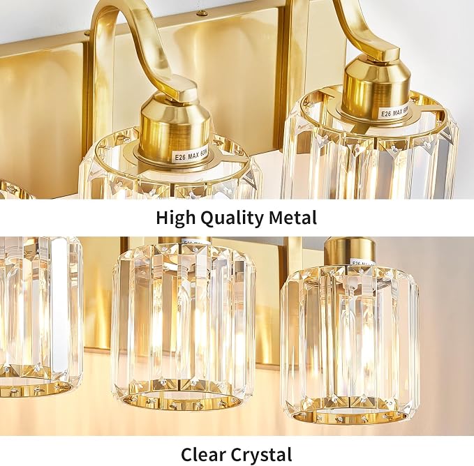 Modern Crystal Bathroom Vanity Light 5 Lights Crooked Gold Over Mirror Wall - Image 5