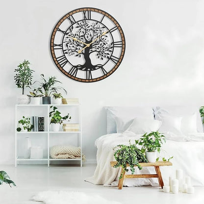 Micasso Rustic Oversize Wall Clock: 35Inch Farmhouse Tree of Life Metal - Image 5