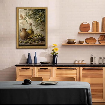 Wood Framed Olive Kitchen Wall Art, Vintage Rustic Still Life Canvas Print - Image 6