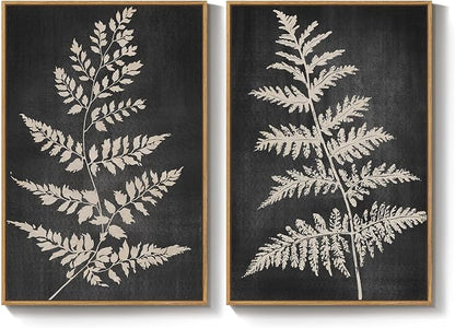 Large Framed Vintage Botanical Wall Art Set of 2, Rustic Minimalist Modern - Image 9