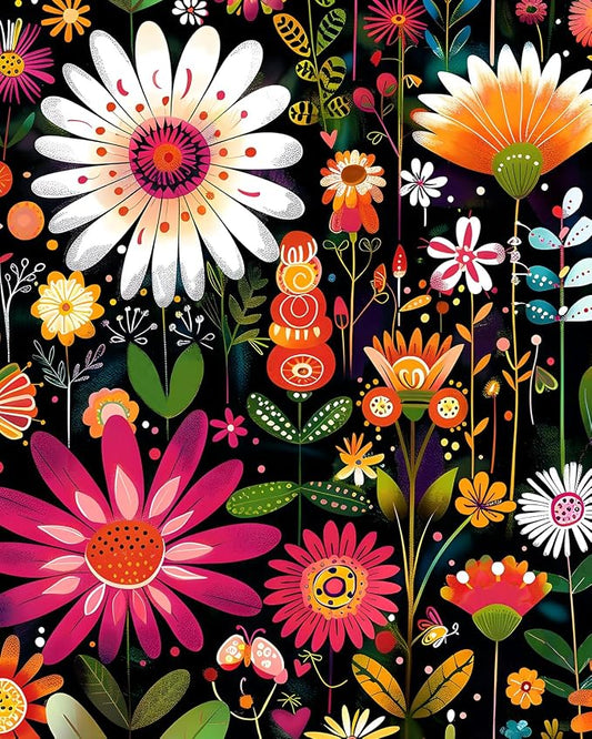 BOKEBEVE Extra Long Colorful Floral Wallpaper Peel and Stick Boho Pink Wall by BOKEBEVE