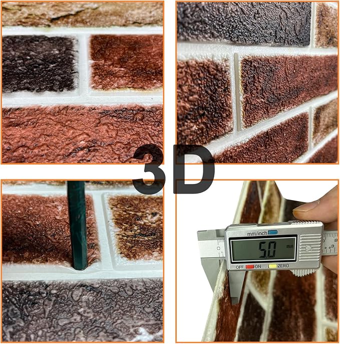 10-Pack 52 Sq.Ft 3D Wall Panels Peel and Stick 3D Faux Brick Wallpaper Peel and - Image 5