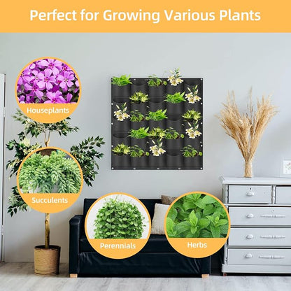 Hanging Planting Grow Bags, 25 Pockets Hanging Vertical Wall Planter Wall - Image 4