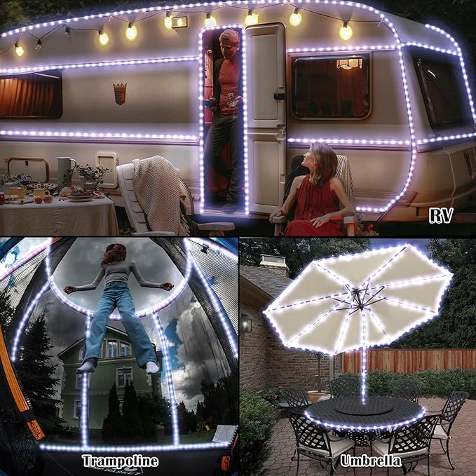 50Ft 600 LED Rope Lights Outdoor, White Flexible Tube Light Waterproof Plug in 8 Modes Timer Memory, Permanent String Lights for Tree,Pool, Bedroom, Fence, Garden, Indoor, Outside Decorations