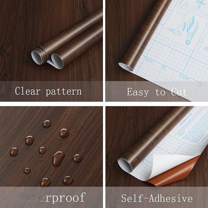 Heroad Peel and Stick Wallpaper Wood Contact Paper Red Brown Wood Grain Contact - Image 3