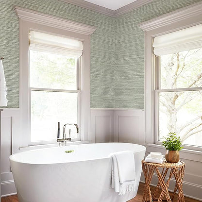 HueBurst Grasscloth Peel and Stick Wallpaper 17.3" x 60" Renter Friendly - Image 7