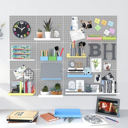 Peg Board, 4 Pack Metal Pegboard Panels Grey Pegboards Wall Organizer - Image 9