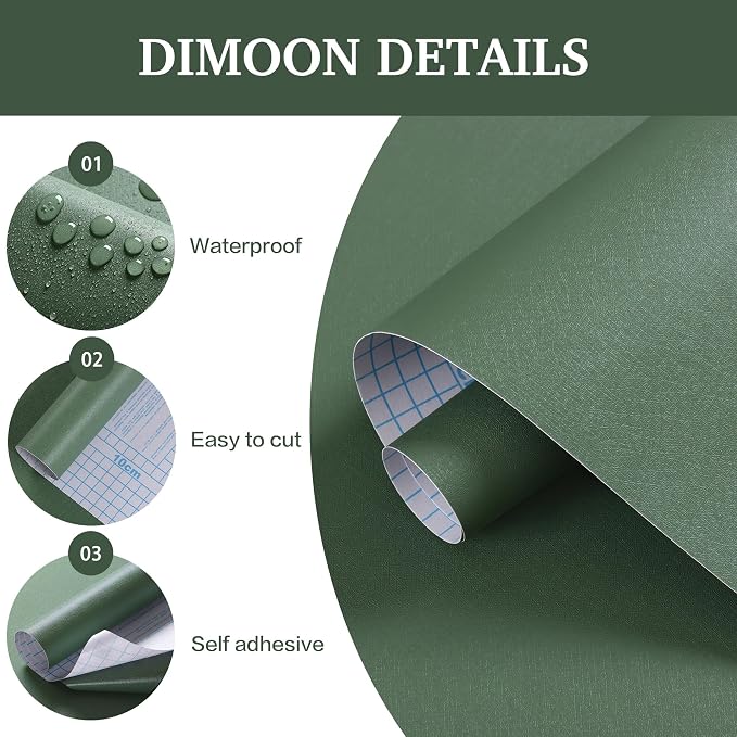 Dimoon 17.7''x236'' Peel and Stick Wallpaper Green Contact Paper - Image 4