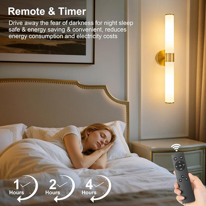 Morauroral Gold Battery Operated Wall Sconces Set of 2, Rechargeable Wall Lights - Image 8