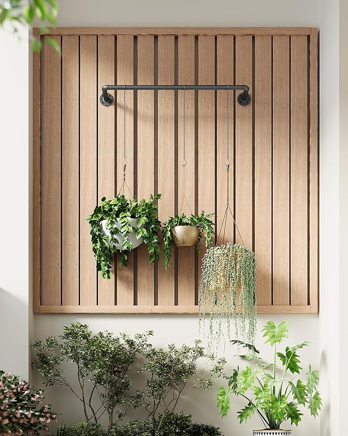 Plant Hanger Indoor, Hanging Planters Rod for Indoor Plants with 3 Hanging Chains, Wall Plant Hanging Rod for Window Ceiling, 38.2 Inch, Metal/Black, Pots Not Included…