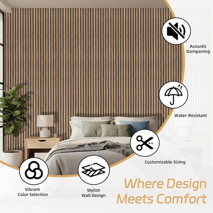 4 Pack Wood Panels for Wall, 106.3" × 11" Wood Slat Acoustic Panels for Wall - Image 9