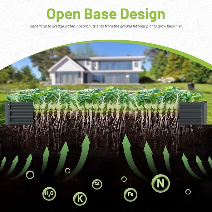 8x4x1ft Raised Garden Bed-Outdoor Galvanized Planter Box for Vegetables, Fruits,Herbs, Flowers, Metal Raised Garden Bed kit-Dark Grey