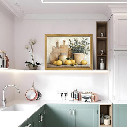 Wood Framed Vintage Kitchen Wall Art, Rustic Farmhouse Artwork Canvas Posters - Image 5