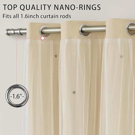 XiDi Curtains for Bedroom Decor Beige52/96/1 - Image 2