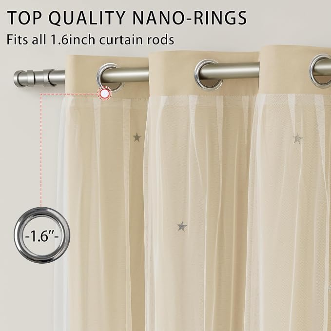 XiDi Curtains for Bedroom Decor Beige34/54/1 - Image 2
