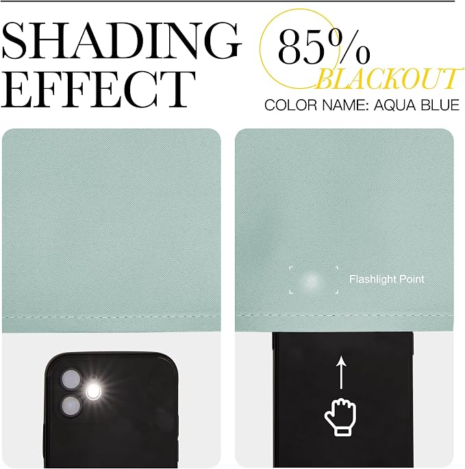 NICETOWN Window Curtains Blackout Drapes, Aqua Blue, 1 Pair, 52 by 84-Inch - Image 4