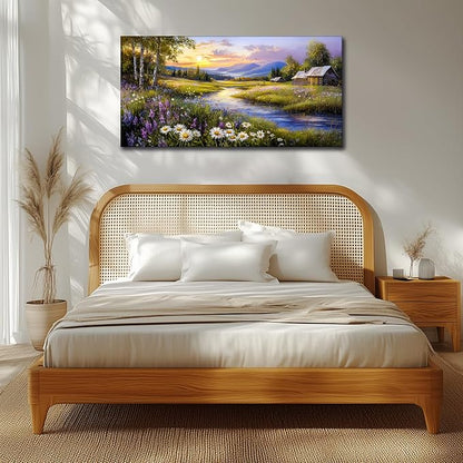 SERIMINO Large Wall Art Prints, Rural Landscape Wall Decor, Meadow Wildflower - Image 5
