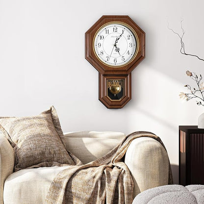 Pendulum Wall Clock Battery Operated, Imitation Wood Plastic Regulator Clock - Image 4