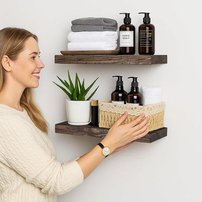 BGMG Wood Floating Shelves for wall 18 inch, Distressed Rustic Wooden Wall - Image 2