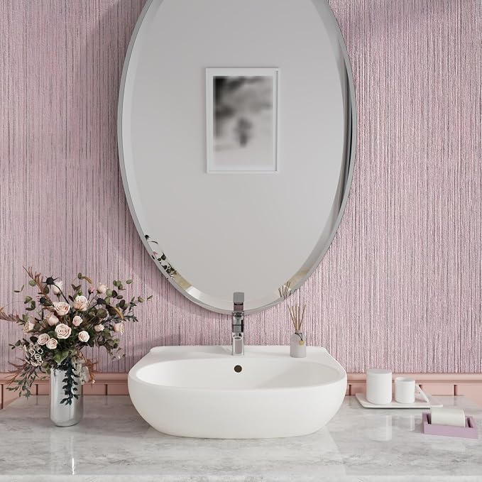 CRE8TIVE Large Size 24"x354" Pale Pink Grasscloth Peel and Stick Wallpaper - Image 4