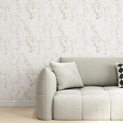 Timeet Botanical Floral Peel and Stick Wallpaper Beige Wildflower Self Adhesive - Image 3