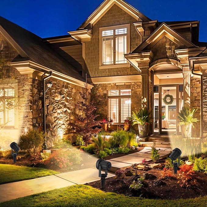 Solar Spotlights Outdoor 4Pack Warm White Landscape Lights IP65 Waterproof Solar Lights Plant Decorative Lighting for Garden Yard Path Lawn