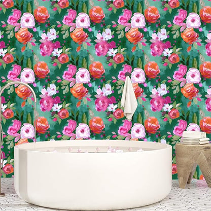 BOKEBEVE Extra Long Bright Wallpaper Stick and Peel Green Colorful Wall Paper - Image 5