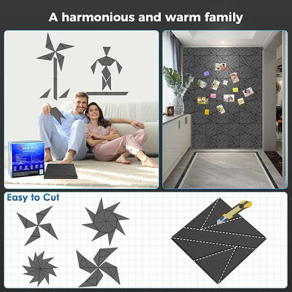 12 Pack Large Self-Adhesive Soundproof Wall Panels, 15.7 x 15.7 x 0.47 in Sound - Image 2