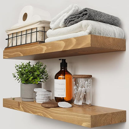 BAOBAB WORKSHOP Natural Wood Floating Shelves by BAOBABWORKSHOP