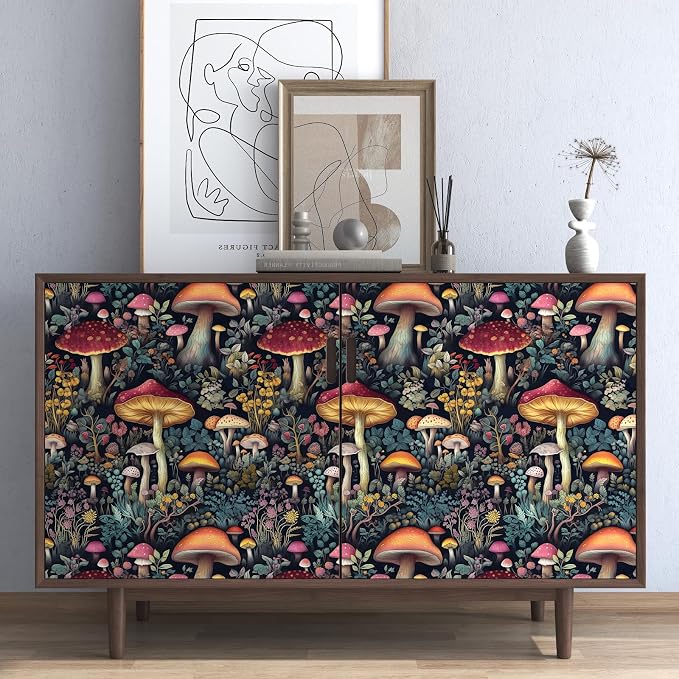 BOKEBEVE Mushroom Wallpaper Peel and Stick Floral Contact Paper Vintage Wall - Image 4