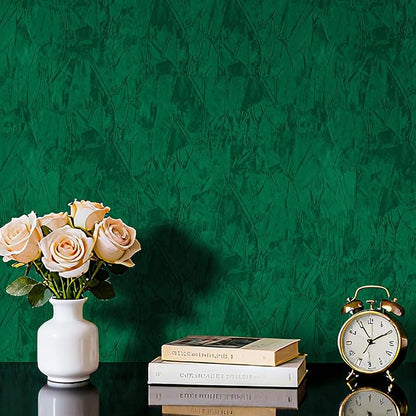 30"x160" Emerald Green Wallpaper Peel and Stick Crushed Forest Green Velvet - Image 4
