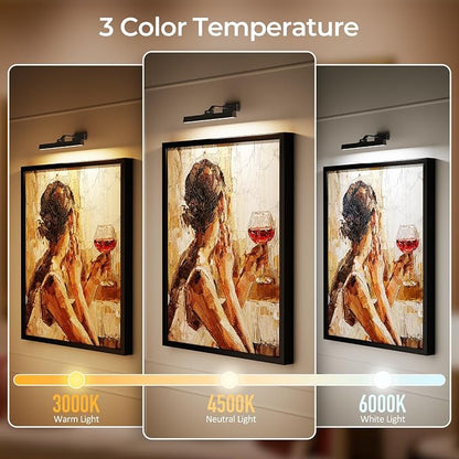 Afyuol Picture Lights for Wall, Battery Operated Gallery Light 16in for - Image 4