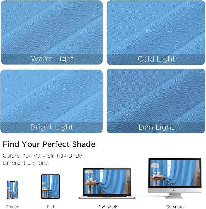 CUCRAF Light Blue Blackout Curtains 84 inch Length 2 Panels Set, Rod Pocket - Image 4